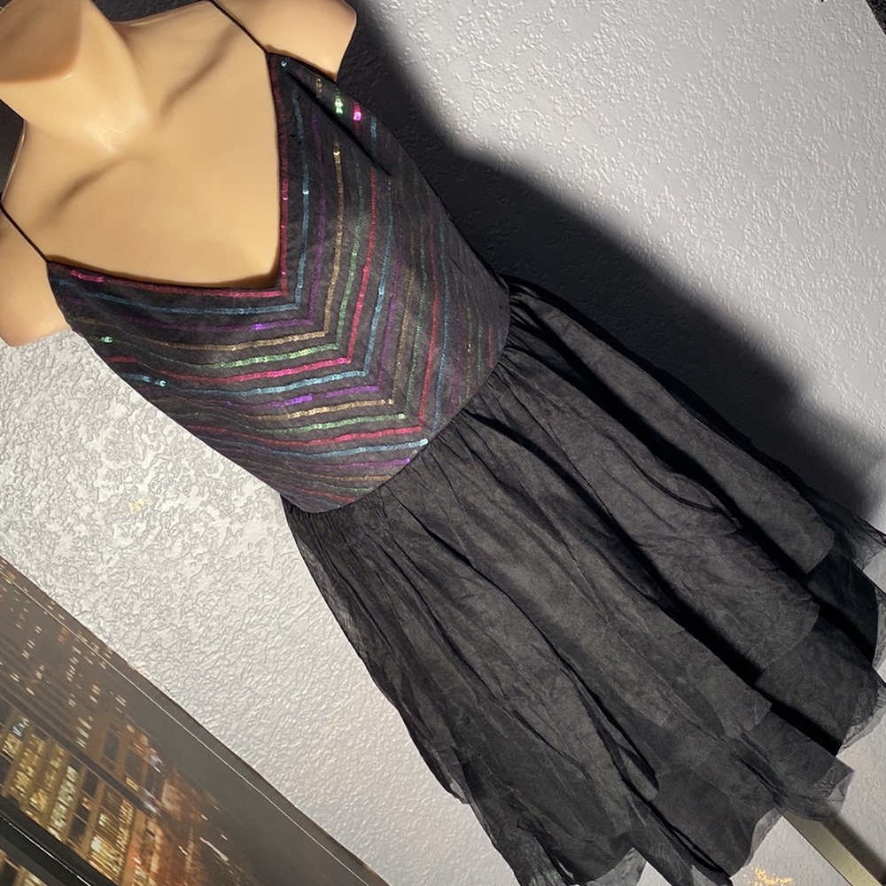 AQUA - dress: rainbow mesh top w black tutu skirt, straps have been adj. - 12